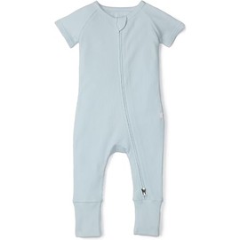 Loulou Lollipop Waffle Tencel Lyocell Short Sleeve Zipped Romper - Sea Glass 18-24 M, Baby Footie
