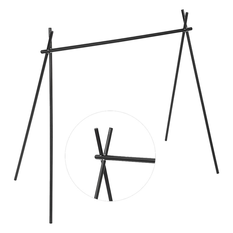 Hanging Rack Black Tripod Structure Folding Hanging Shelf with Storage
