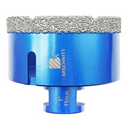 3 Inch Diamond Core Drill Bit for Porcelain Tile Ceramic Marble Granite Drilling,BRSCHNITT 1pc Vacuum Brazed Diamond Hole Saw with 5/8-11 Thread (75mm)