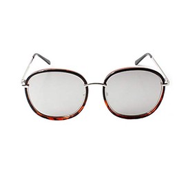Accessoryo Rounded Tortoise Shell Frame Sunglasses With Silver Mirrored lenses
