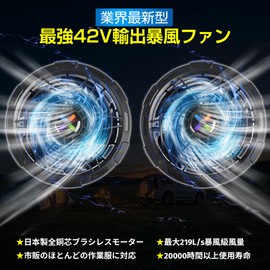 42 V Large Wind Fan, Set of 2, 5 Blades, For Summer, Thin, Heatstroke Prevention, Fan Set, Connection Cable Included