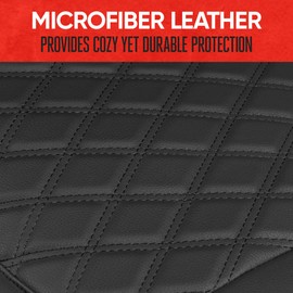 Motor Trend Car Seat Covers Cushion for Cars Trucks SUV - Diamond Double Stitch Faux Leather Black Padded with Storage Pockets, Premium Interior Automotive Accessories, 2-Pack