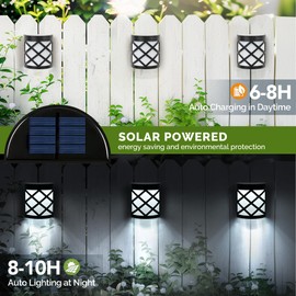 GIGALUMI 8 Pack Cold White Solar Fence Lights