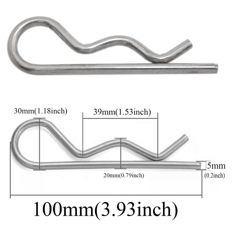 yukata Stainless Steel Heavy Duty Hitch Pin Clip M5*100 Hitch