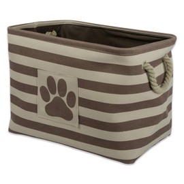 Bone Dry Striped Paw Patch Bin, Small Rectangle, Brown