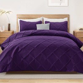 Exclusivo Mezcla Cal King Size Quilt Set with Modern Striped Pattern, 3 Pieces Summer Oversized Lightweight Deep Purple Quilts Bedding Set, Soft Bedspreads Coverlets for All Seasons