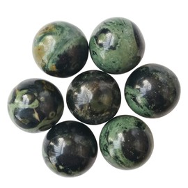 Manekieko Natural Kambaba Jasper Crystal Ball Set, 20 mm, Feng Shui Chakra Aura Home Desk, Decorative Collection, Pack of 7