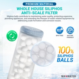 Max Water Siliphos Anti-Scale Filter Media 5-Pound Bag 5 Lbs with Clear Housing