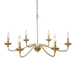 SEOL-Light 36" Dia Classic Candelabra Style Large Farmhouse Chandeliers Dining Room Light Fixture Ceiling Hanging Pendant 6 Light 240W Antique Gold Painted Finish Indoor