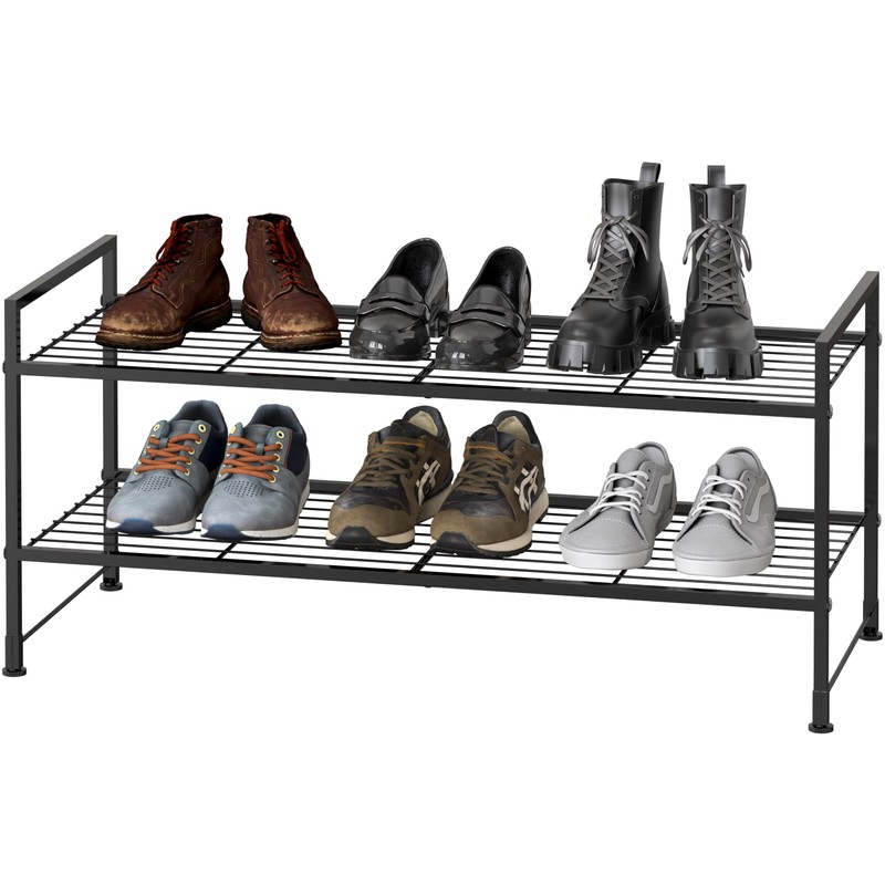 Simple Houseware 2 Tier Stackable Wire Shoes Rack, Black