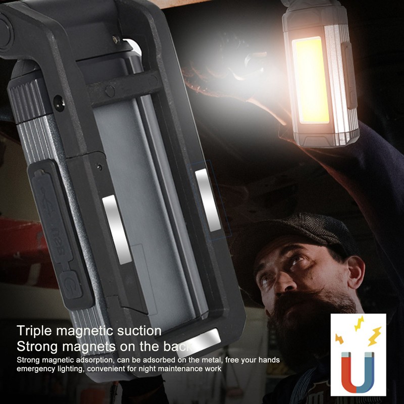COB Work Light Magnetic USB Rechargeable LED Flashlight Camping Light