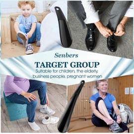 Senbers Plastic Shoe Horn 6.3 Inch - Shoe Horn Travel Size Small Shoe Helper Small Plastic Shoehorn Travel Shoe Horn Wide Short for Kids Women(Black)