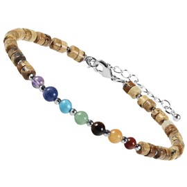 mookaitedecor 7 Chakra Stones Bracelet for Healing Yoga Energy Reiki Ball Bracelet Crystal Beads Healing Stones Jewellery Adjustable Bracelets for Men and Women Howlite Turquoise Stone, 16 centimetres