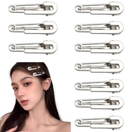 Decorative Safety Pin Hair Clips Alligator Clips for Hair Styling Metal Silver Hair Clips Y2K for Styling Thick Thin Hair Pins Hairclips Duckbill Hair Clips Fancy Emo Gothic Goth Hair Accessory 10 PC
