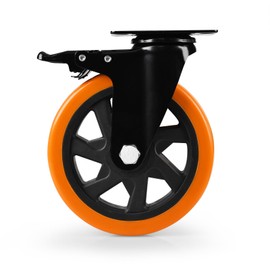 Caster Wheel, Heavy Duty 6 Inch Caster, Locking Swivel Caster Wheel for Cart, Furniture and Workbench, Orange