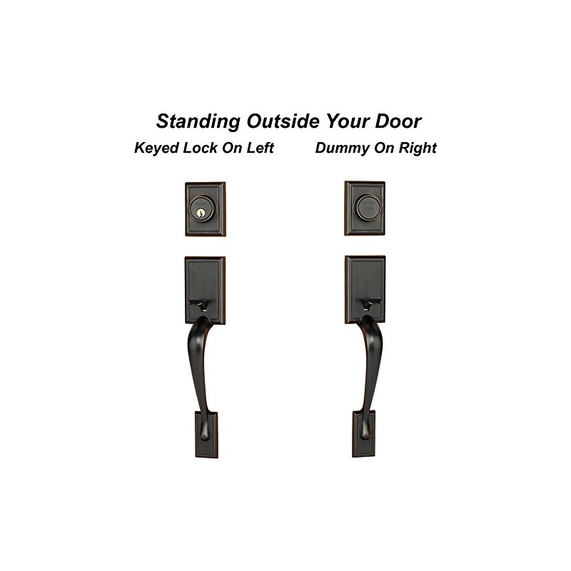 Dynasty Hardware RID-HER-405-12PR Ridgecrest Front Door Dummy Handleset, Aged Oil