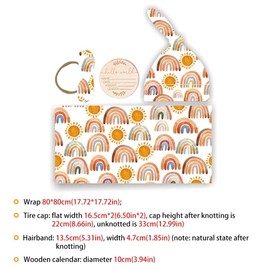 Baby Swaddle Set Newborn Hat Headband Beanie Swaddling Blanket Newborn Infant Swaddle Hat Baby Blankets for Baby Girl Boy