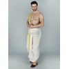 Snow-White Cotton Dhoti and Veshti Ready To Wear Set with