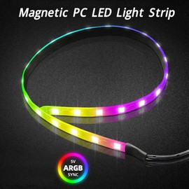 15.7 Inch Magnetic PC LED Light Strip, 365 Modes, 16 Million Colours, Synchronizable with 5V ARGB Motherboards for Computer Case