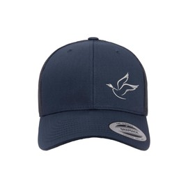 Love Sketches Embroidered Outdoor Flying Duck Silhouette Trucker Hat Mesh Back Baseball Hat for Men and Women (US, Alpha, One Size, Navy_FlyingDuckSil-Silver)