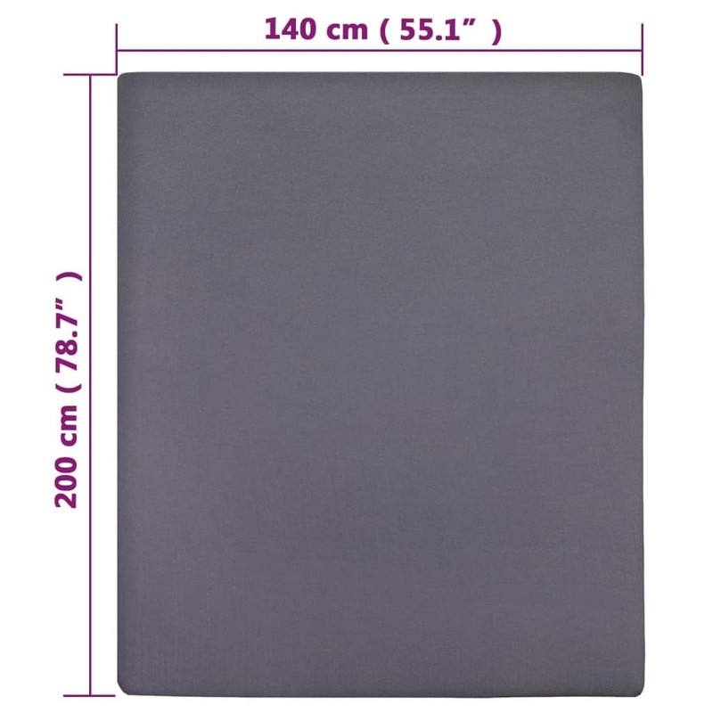 vidaXL 100% Cotton Jersey Fitted Bed Sheet, 140x200 cm, Anthracite
