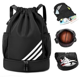 Mochila Deportiva Con Cordón,Bolsas De Cuerdas,Compartimento Separado Para Zapatos,Mochila De Baloncesto Con Compartimento Exterior,Para Natación,Fitness,Yoga,Entrenamiento Deportivo