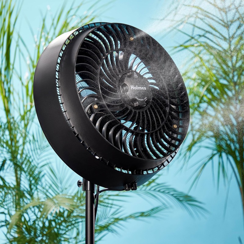 HOLMES 16" Outdoor Misting Stand Fan, Hose Connection, 3 Speeds,
