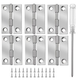 6 Pcs Butt Hinge 2 Inch Folding Butt Hinges Stainless Steel Folding Butt Hinges Cabinet Mini Hinges with Stainless Steel Screwsand Screwdriver Home Furniture Hardware for Boxes Gate Drawer Door