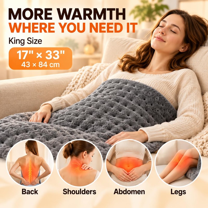 Heating Pad for Back, 17 x 33 in, 9 Heat