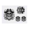 4 x 'Pirate Skull with Beard' Temporary Tattoos - Water