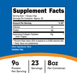 Nutricost Marine Collagen Powder Sustainably Sourced Fish (8 oz) - 23 Servings, 9 G Protein Per Serving, Non-GMO, GMP Compliant