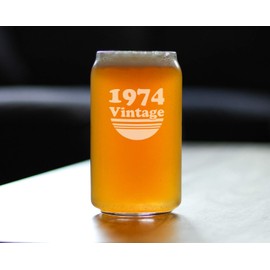 Vintage 1974 - Beer Can Pint Glass - 50th Birthday Gifts for Men or Women Turning 50 - Fun Bday Party Decor - 16 oz