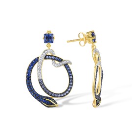 Santuzza 925 Sterling Silver Blue Snake Gemstone Drop Earrings Blue Spinel Cubic Zirconia Stud Earrings for Women