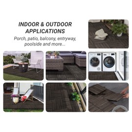 Yaheetech 27PCS Interlocking Wooden Flooring Patio Deck Tiles Solid Wood Tiles Outdoor 12 x 12in Black