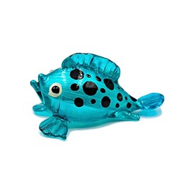 1shopforyou Glass Puffer Fish, Black Dot, Lt. Light Blue