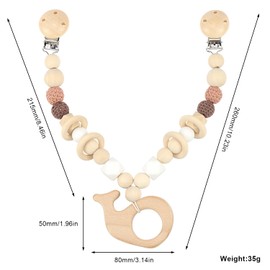 XUHN Wooden Baby Pram Chain, Wooden Pram Chain, Pram Chain for Babies, Cute Animal Shape Pram Chain for Boys and Girls for Babies from 0+ Months