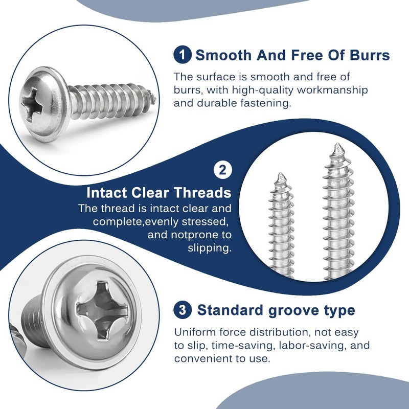 Drenky M4 Wood Screws 304 Stainless Steel Phillips Pan Head