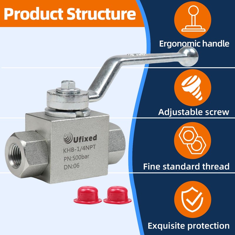 Ufixed 1/4" High Pressure Hydraulic Ball Valve - 7250 Psi,