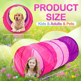 1 Pcs Giant 27.6 Inch Kids Play Tunnel and up Opening Colorful Pop up Crawl Tunnel Toy with Breathable Mesh Game Tent Toy Girl Boy Gift or Dog Cat Pet Tunnels