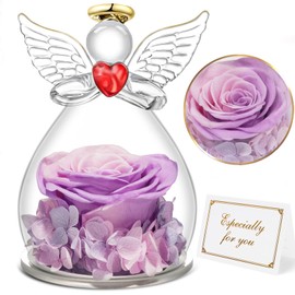 Miofula Eternal Rose Angel Gifts for Mum, Grandma, Eternal Flower Gift for Women, Forever Rose in Glass Angel Figure, Birthday Gift for Mother, Grandma for Christmas, Mother's Day, Valentine's Day,