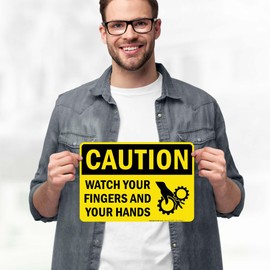 Caution Watch Your Fingers And Your Hands OSHA Sign, 10x7 Inches, 4 Mil Vinyl Decal Stickers Weather Resistant, Made in USA by My Sign Center