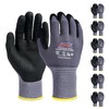 PTCOL Safety Work Gloves Micro-Foam Nitrile Coated-6 Pairs, Seamless Knit