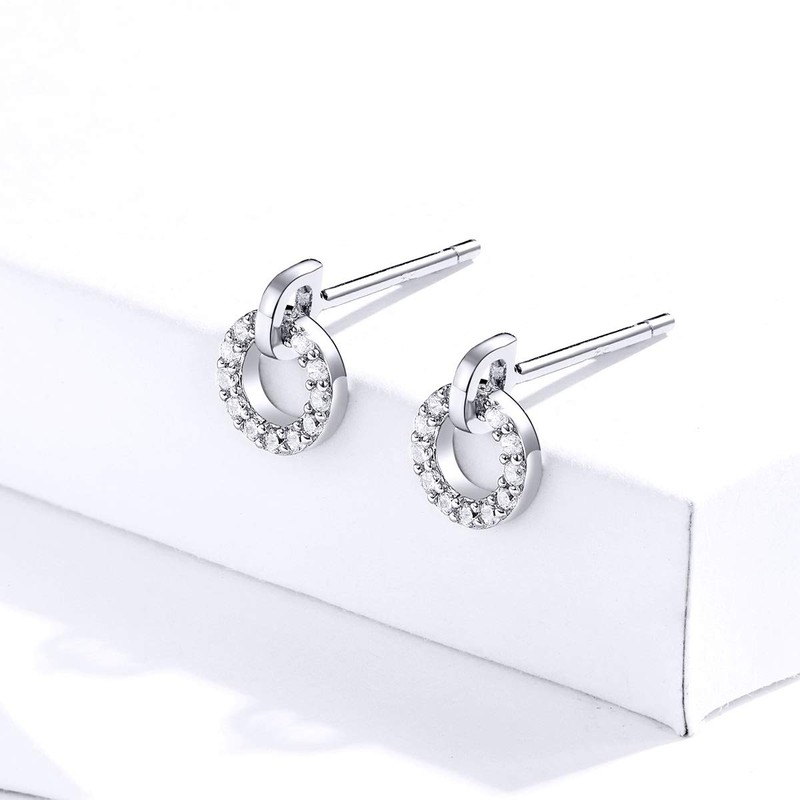 Women Wedding Engagement Statement Jewellery Geometric Circle Round Stud Earrings