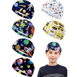 Geyoga 6 Pieces Skull Caps for Kids Youth Skull Cap for Under Helmet Football Sports Wicking Cap Running Hat Milk Silk Helmet Liner (Colorful, Astronaut Style)
