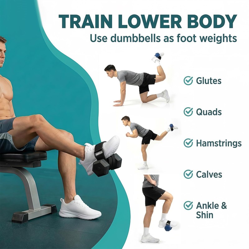 Dumbbell Foot Attachment,Glute Kickbacks & Leg Workouts,Tibialis Trainer, Adjustable Ankle