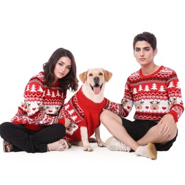 MuYaoPet Family Matching Dog and Owner Clothes Outfits,Christmas Pet Cat Sweater Costume for Small Medium Extra Large Dogs/Women/Men-Dog and Owner Matching Sweaters Separately(Only for Pet, Pet S)
