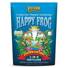FoxFarm Happy Frog Cavern Culture Bat Guano Fertilizer - 1-12-0 Blend of Rock Phosphate, Seabird Guano for Bud and Flower Development - Encourages Delicious Tasting Fruits & Vegetables - 4 lb