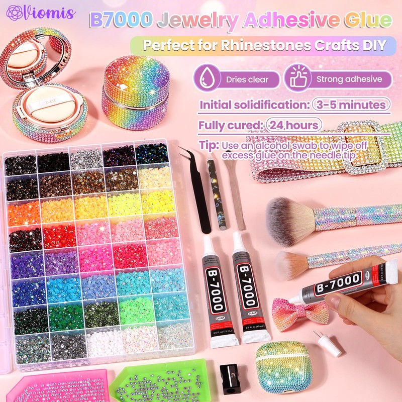 Viomis Bedazzling Kit with B7000 Glue, 40000 Pcs 3mm Rhinestone,
