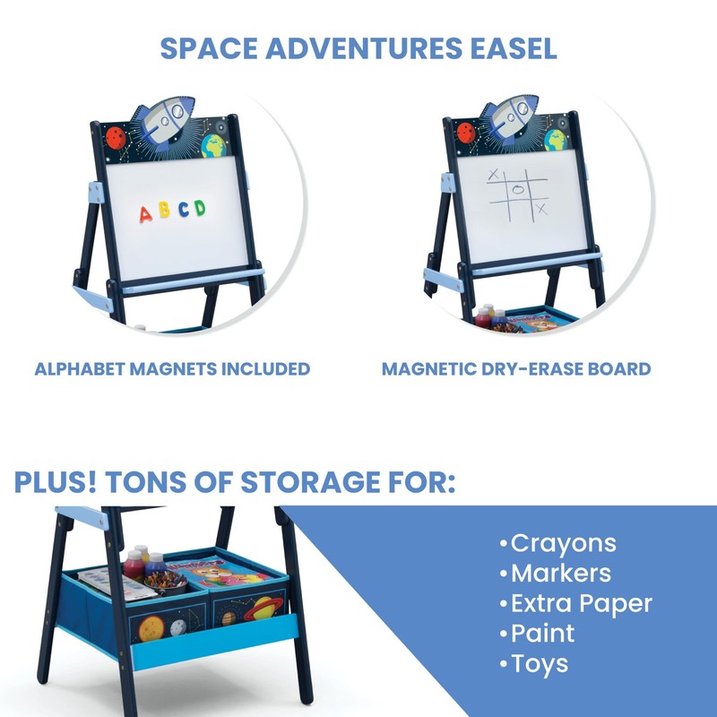 Delta Children Space Adventures Wooden Activity Easel with Storage -
