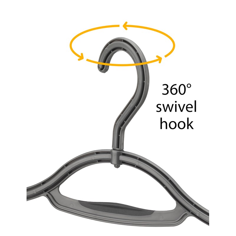 Whitmor Slim Sure-Grip Hangers with Swivel Hook - White and